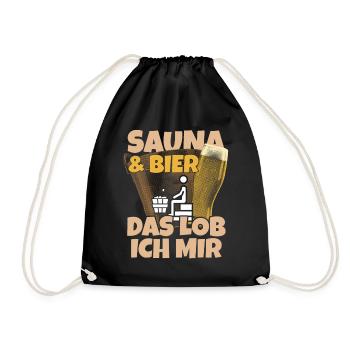 Bier Wellness Saunagänger Saunieren Saunierer Saun - Turnbeutel - Schwarz - Vorne