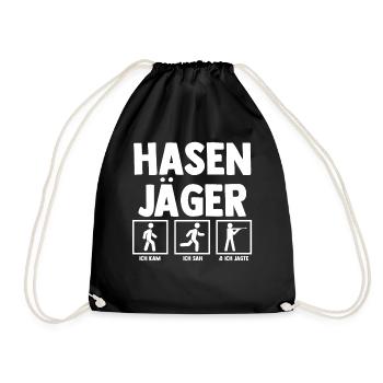 Hasenjäger Hasenjagd Kaninchenjagd Jäger - Turnbeutel - Schwarz - Vorne