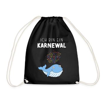 Ich bin ein Karnewal Karneval Konfetti Walkostüm - Turnbeutel - Schwarz - Vorne