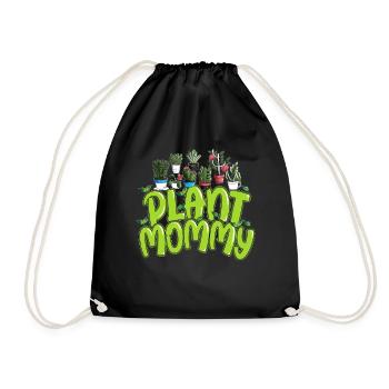 Plant Mommy Mama Großmutter Pflanzenoutfit Kaktus - Turnbeutel - Schwarz - Vorne