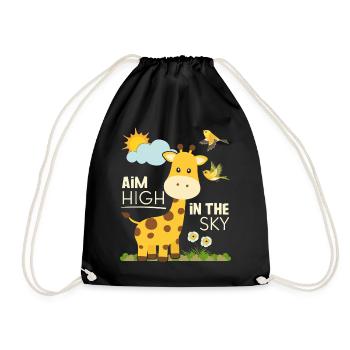 Motivational Quote, Comic Giraffe Motivational Quote - Drawstring Bag - black - Front