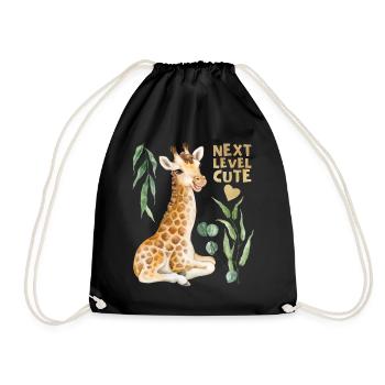 Comic Giraffe, lustiger Spruch - Turnbeutel - Schwarz - Vorne