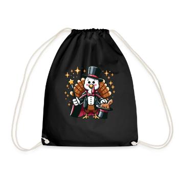 Thanksgiving Magier Zaubertrick Truthahn - Turnbeutel - Schwarz - Vorne