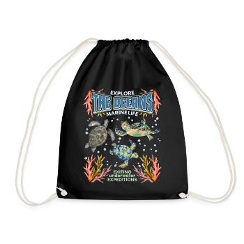 Tortue de mer, océan, mer Vintage affiche, affiche - Sac de sport léger - noir - Devant