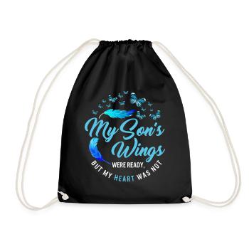 Memorial Day Shirt, My Son's Wings Were Ready But - Drawstring Bag - black - Front