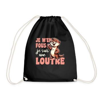 Je m'en fous je suis une loutre - süßer Otter - Turnbeutel - Schwarz - Vorne