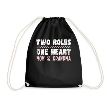 Two Roles One Heart Mom & Grandma Funny Mother's D - Turnbeutel - Schwarz - Vorne