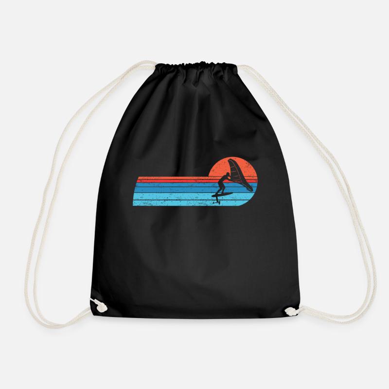 Wingfoil-Surfer Wingfoiling Hydrofoil Vintage - Turnbeutel - Schwarz