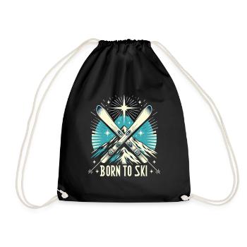 Born To Ski Skiing Ski Sayings Après Ski - Drawstring Bag - black - Front