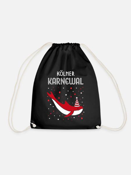 Kölner Karneval Fasching Konfetti Rot und Weiß - Turnbeutel - Schwarz