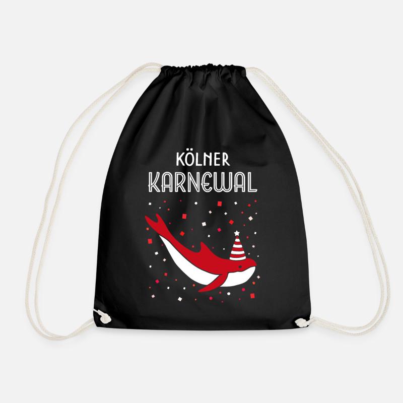 Kölner Karneval Fasching Konfetti Rot und Weiß - Turnbeutel - Schwarz