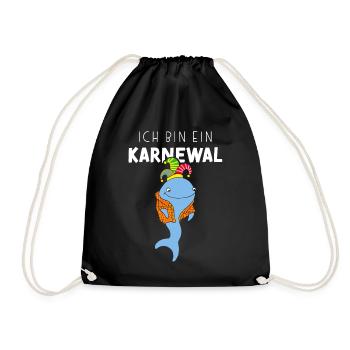 Ich bin ein Karnewal Karneval Fasching Konfetti - Turnbeutel - Schwarz - Vorne