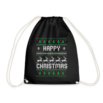 Happy Christmas - Drawstring Bag - black - Front