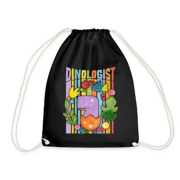 Dinosaure kawaii, arc en ciel, bébé Dino dans l’œuf - Sac de sport léger - noir - Devant