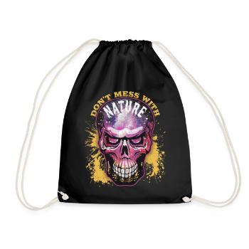 Umweltschutz Skull Totenkopf Naturschutz Spruch - Turnbeutel - Schwarz - Vorne