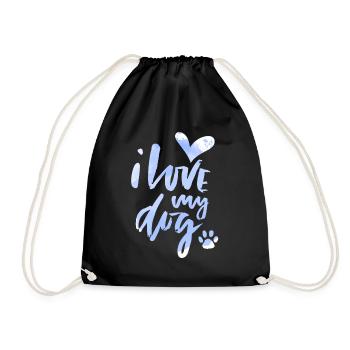 Chien, je-aime-mon-chien, chien-maman, chien-papa disant - Sac de sport léger - noir - Devant