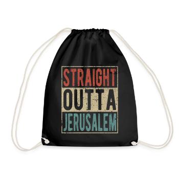 Straight outta Jerusalem - Drawstring Bag - black - Front