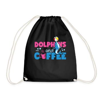 Dolphin Coffee Dolphins And Coffee - Turnbeutel - Schwarz - Vorne