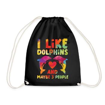 Dolphin Watercolor I Like Dolphins - Drawstring Bag - black - Front