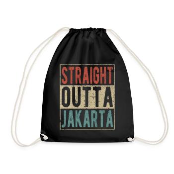 Straight outta Jakarta - Drawstring Bag - black - Front