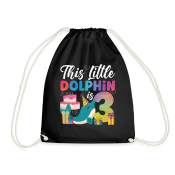 Dolphin 3rd Birthday Watercolor - Turnbeutel - Schwarz - Vorne