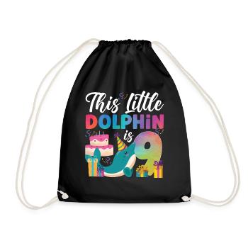 Dolphin 9th Birthday Watercolor - Turnbeutel - Schwarz - Vorne