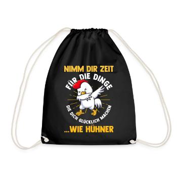 Huhn Hühnerstall Bauernhof Bauer Landwirt Hühner - Turnbeutel - Schwarz - Vorne