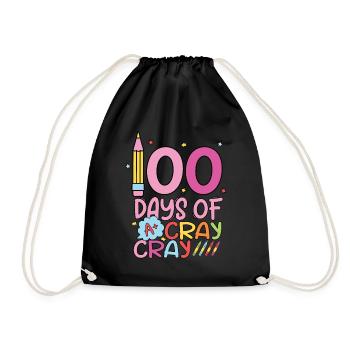 100 Days of Cray für Schüler 100 Days of School - Turnbeutel - Schwarz - Vorne