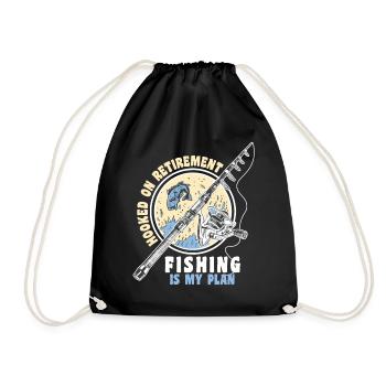 Hooked On Retirement Fishing Is My Plan Funny Fish - Turnbeutel - Schwarz - Vorne