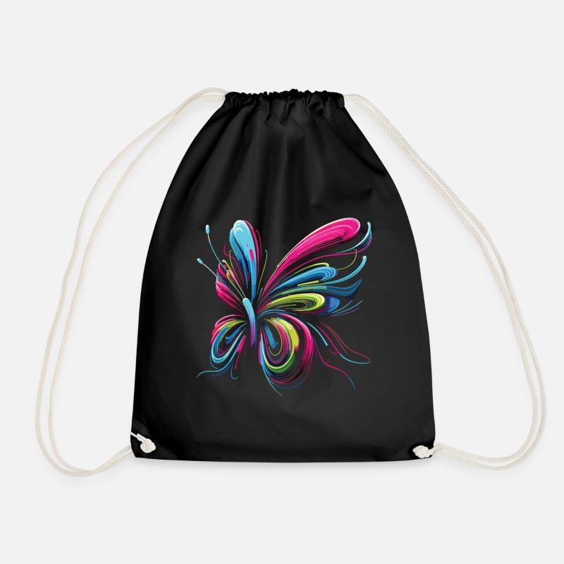 Flight of Fantasy: Abstract Butterfly - Drawstring Bag - black