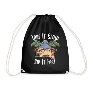 Coffee Break: Sloth in Hammock - Drawstring Bag - black - Front