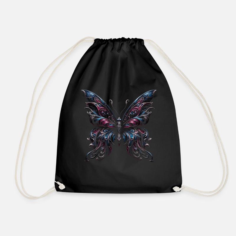Gothic Grace: Mystischer Schmetterling - Turnbeutel - Schwarz