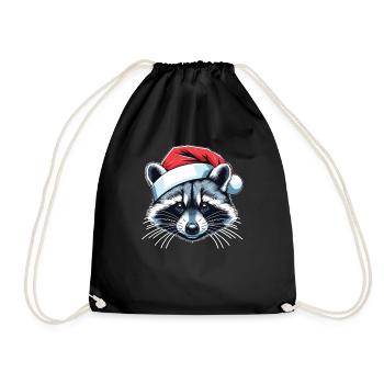 Raccoon Christmas Winter Animals Raccoons - Drawstring Bag - black - Front