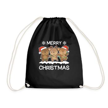 Merry Christmas Deer Christmas Eve Deer - Drawstring Bag - black - Front