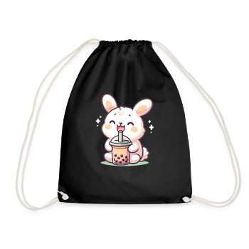 Kawaii Hasen Bubble Tea Boba Hase - Turnbeutel - Schwarz - Vorne