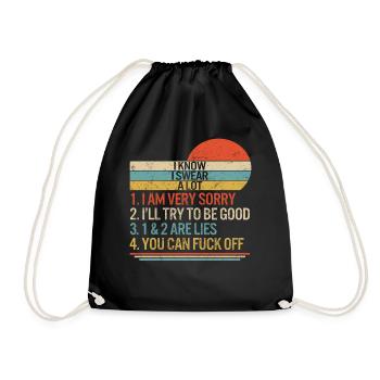 Sarcastic Shirt, I Know I Swear A Lot Vintage - Drawstring Bag - black - Front