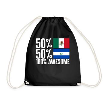 Half Mexican Half Salvadorian Shirt, 50 Mexican - Drawstring Bag - black - Front