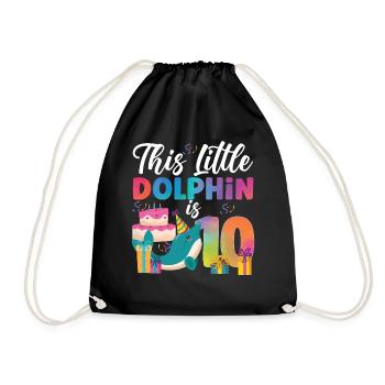 Dolphin 10th Birthday Watercolor - Turnbeutel - Schwarz - Vorne