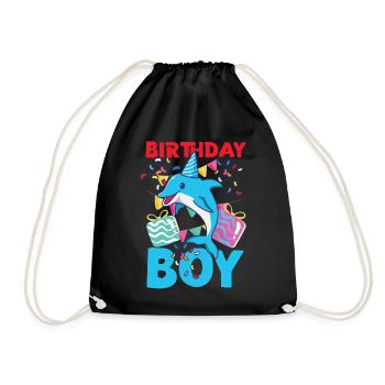 Dolphin Birthday Birthday Boy - Drawstring Bag - black - Front