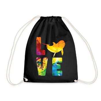 Dolphin Watercolor Love - Turnbeutel - Schwarz - Vorne