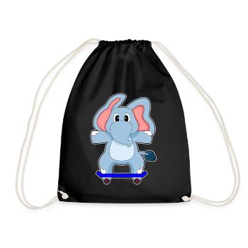 Elephant Skater Skateboard Sport - Drawstring Bag - black - Front