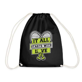 It All Starts With Love Racket - Drawstring Bag - black - Front