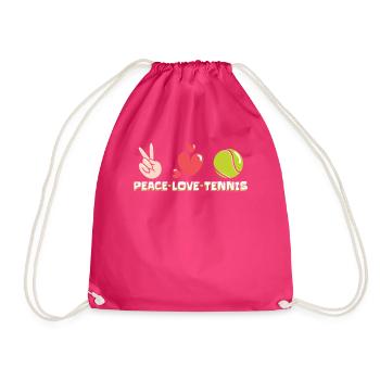Peace Love Tennis Tennis Coach Tennis Player - Drawstring Bag - fuchsia - Front