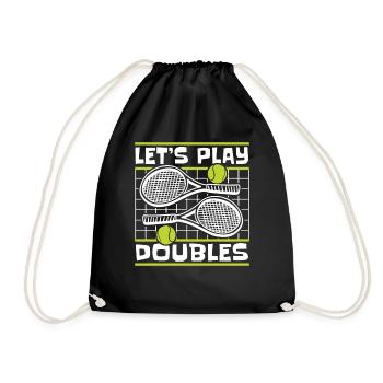 Let's Play Doubles Tennisspieler Tennisschläger - Turnbeutel - Schwarz - Vorne