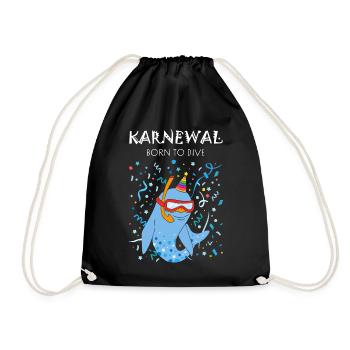 Karneval Konfetti Tauchen Taucher Tauchschein - Turnbeutel - Schwarz - Vorne