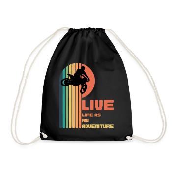 Living Life as an Adventure - Moto Cross - Drawstring Bag - black - Front
