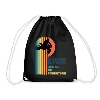Living Life as an Adventure - Moto Cross - Drawstring Bag - black - Front
