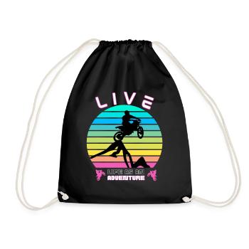 Living Life as an Adventure - Moto Cross - Drawstring Bag - black - Front