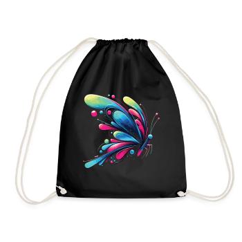 Dream Wings: Creative Butterfly Pattern - Drawstring Bag - black - Front