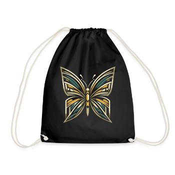Vintage Eleganz: Schmetterling im Stil der 20er - Turnbeutel - Schwarz - Vorne
